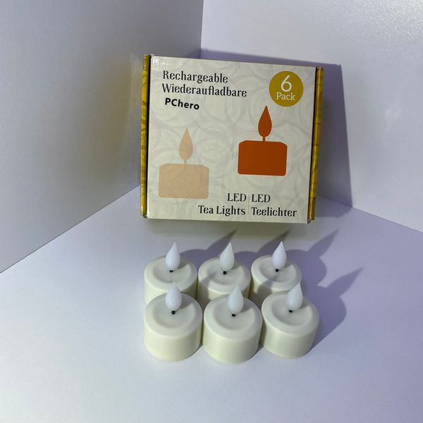 Свічки світлодіодні акумуляторні 6 штук PChero Rechargeable Tea Lights with Remote LC004R фото
